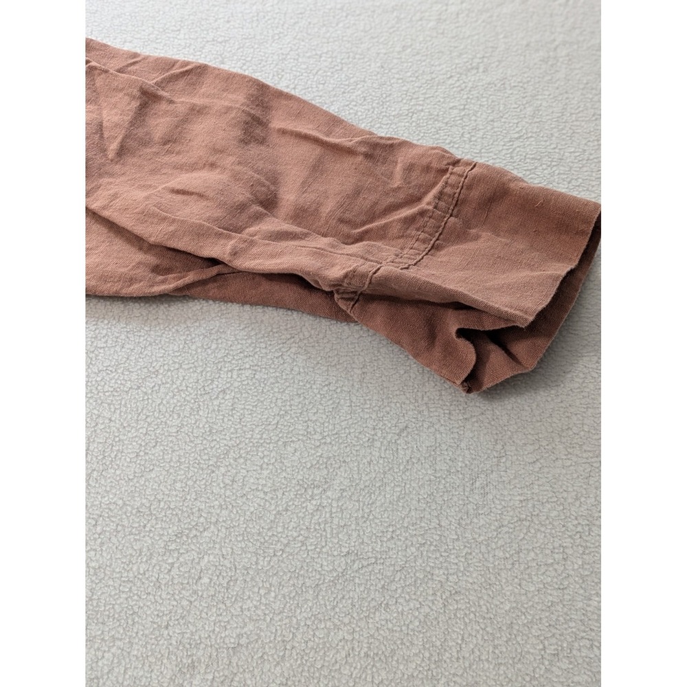 Parachute 100% Linen Shirt 1X Terra Cotta Oversized Button Front Top Relaxed - Picture 5 of 10